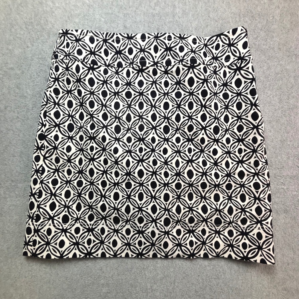 Talbots Womens Skirt Size 6 Navy Blue White Geometric Print A Line Lined